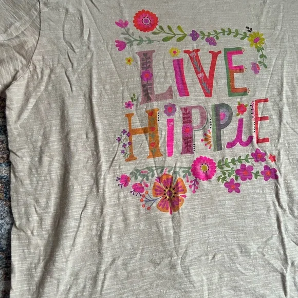 Natural Life Live Hippie Beige T-Shirt - Picture 2 of 5